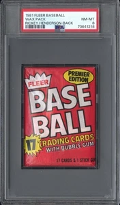 1981 Fleer Baseball Wax Pack PSA 8 NM-MT RICKEY HENDERSON on BACK! population 4! - Bild 1 von 2