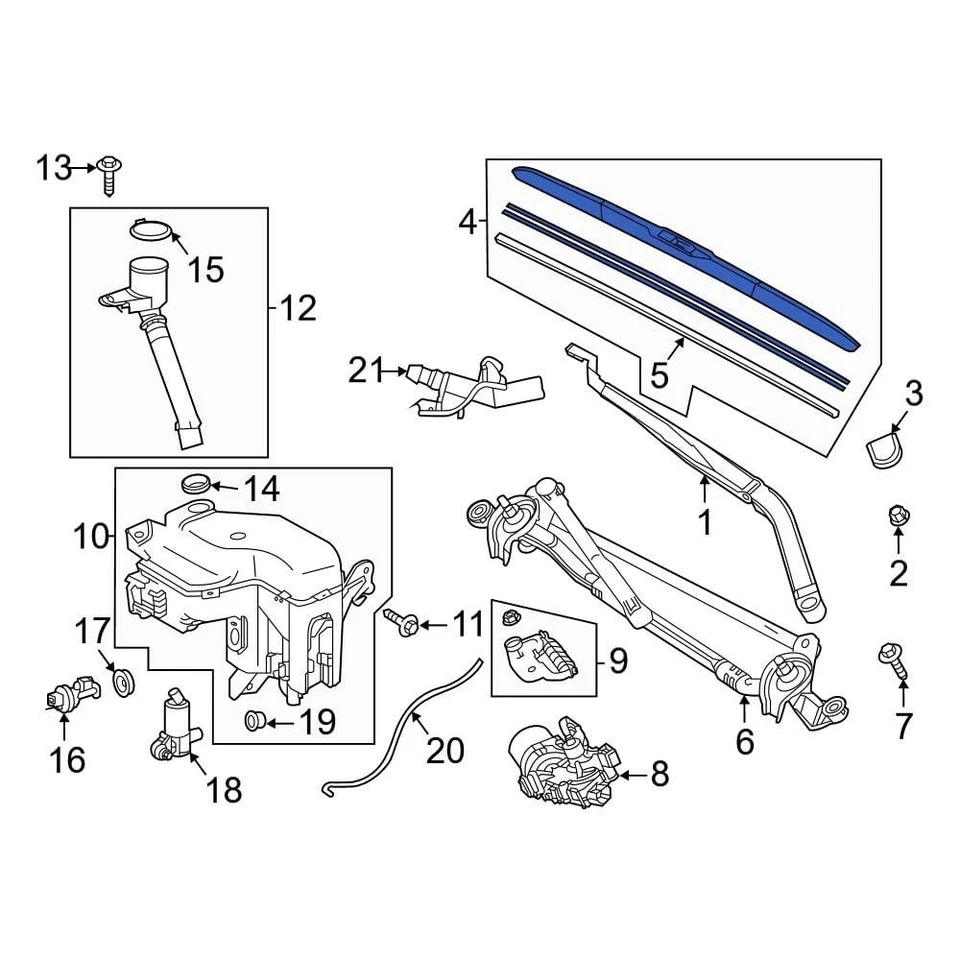 For Toyota Highlander 2020-2024 Toyota 852120E090 Front Right Wiper Blade - Imagem 1 de 1