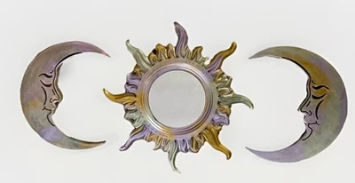 Espejo solar con 2 medias lunas decoración de pared para cualquier habitación colorido Foto 1 de 4