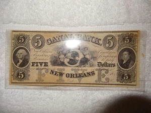 1840’s $5 Canal Bank New Orleans Obsolete Currency - Picture 1 of 3
