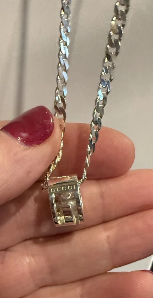 Collar de plata de ley GUCCI G recortado nuevo en caja 16" Foto 1 de 4