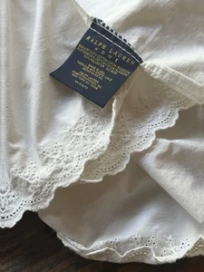 Ralph Lauren Bromley Queen Lace Eyelet Off White Cream Bed Skirt Dust Ruffle - Picture 1 of 16
