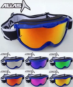 MOTOCROSS MX BIKE GOGGLES BLUE ALIAS RIVAL with MIRROR LENS + FREE CLEAR LENS - Picture 1 of 8