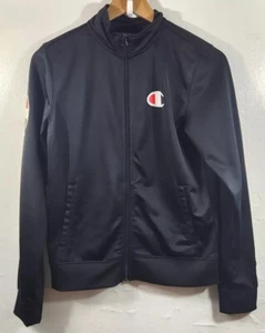 Champion Script Logo Track Jacket Full Zip Black  Big Kids Youth Sz XL - Picture 1 of 9