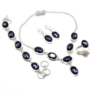 Amethyst Gemstone 925 Silver Handmade Ethnic Jewelry Set - Picture 1 of 3