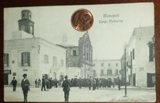 Cartolina d'epoca paesagg Italia Puglia Bari Monopoli largo Plebiscito