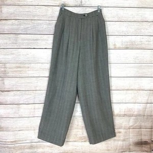 Tahari Size 10 High Rise Dress Pants Herringbone Black Beige Lined St Wide Leg - Picture 1 of 12