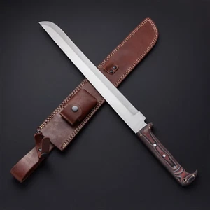 Maßgeschneiderter handgefertigter D2 Stahl Machete kurzes Schwert-Micarta-Griff mit Ledermantel - Bild 1 von 3