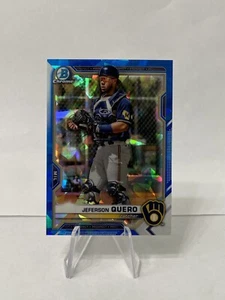 2021 Bowman Chrome Sapphire Jeferson Quero 1st BCP-183 Milwaukee Brewers - Picture 1 of 2