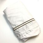 1888 Mills Suite Touch King Bed Skirt White Brown Embroidered Stripe Box Pleated