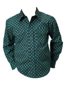 Roper Western Shirt Boys L/S Cross Walk Forest 03-030-0225-1001 BU - Picture 1 of 2