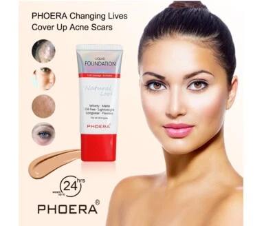PHOERA Liquid Foundation Full Coverage Velvety Matte Flawless Lasting Makeup UK - Image 1 of 4