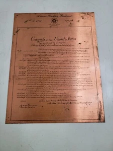 Congress Of The United States Revolution Bicentennial Copper Toned Plaque 12x15 - Picture 1 of 18