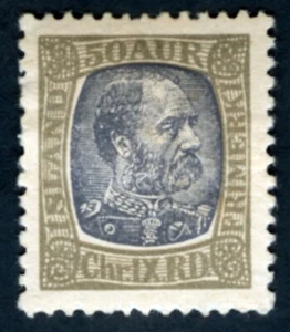 Iceland #43 50aur Gray Blue-black W'mk  Crown 1902  MH F-VF OG Christian IX - Picture 1 of 2