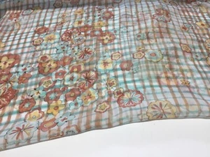 NEW 100% Pure Silk Chiffon Floral Check Print Fabric 42” 108cm - Picture 1 of 6