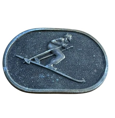 Skier Brass Belt Buckle Buttler Sport Enterprises Downhill Skier Vintage Belt Bu - Image 1 of 4