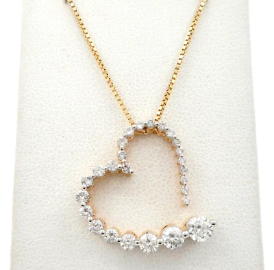 14K YELLOW GOLD .75CTW ROUND DIAMOND HEART PENDANT NECKLACE - Image 1 of 4