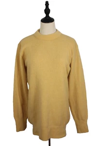Vintage 1980's Mens Size XS Muted Yellow Lambswool Angora Jumper Made in NZ - Picture 1 of 8