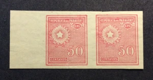 BroadviewStamps Paraguay imperf PROOF pair.  MOGNH.  VF. - Bild 1 von 2