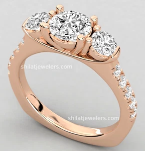 Lab grown diamond engagement ring round cut G/VS2 1.65 carat 14k gold - Picture 1 of 9