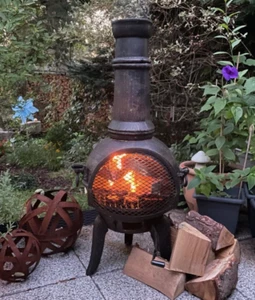 Tall Garden Fire Pit Outdoor Patio Solid Steel Cast Iron Log Burner Heater NEW - Picture 1 of 8