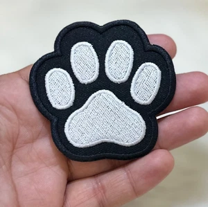 Black & White Paw Print Embroidery A+ Patch Iron/Sew On For Jackets & Pet Gear - Picture 1 of 3