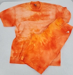 Women's Procion Ice Tie Dye Outfit Bermuda Shorts 12 T-Shirt Large Upcycled - Picture 1 of 22