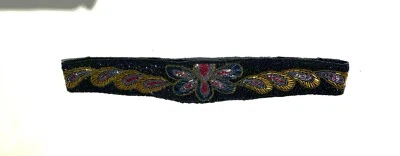 Gorgeous Vintage Fully Beaded Butterfly Colorful Black Vintage 80s Belt Size 32 - Image 1 of 2