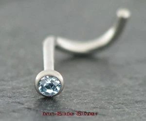 Nasenpiercing TITAN gebogener Stecker mit Kristall AQUA - Picture 1 of 1