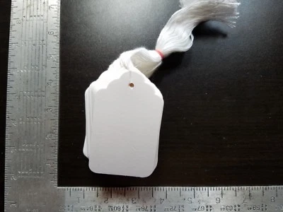 1000 etiquetas de precio de mercancía blancas en blanco con cuerdas tamaño #9 etiqueta encordada al por menor Foto 1 de 4