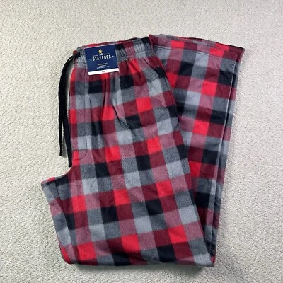 Stafford Sleep Pants Mens Size Small Red Black Gray Plaid NEW Regular Fit SOFT - Image 1 of 4