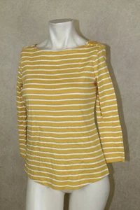 Charter Club Striped Boatneck 3/4Sleeve Shirt Top Petite Size PP Yellow NWT R9C3 - Picture 1 of 4