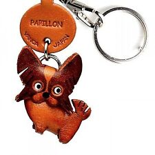 Papillon Handmade 3D Leather Dog Keychain *VANCA* Keyring Made in Japan #56745
