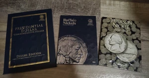 Lotto misto di 3 cartelle monete Whitman usate leggere presidenziali Buffalo e Jefferson - Foto 1 di 9