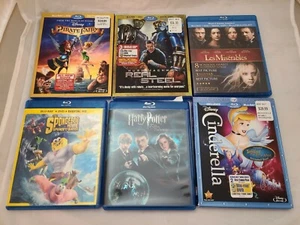 6 Family BLU-RAY DVDS Spongebob-Harry Potter-Cinderella-Les Miserables-Pirate - Picture 1 of 7