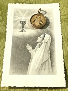 MEDALLÓN COLGANTE GP RELIGIOSO FRANCÉS AÑOS 40 ENCANTO ~ DOBLE CARA ~ JESÚS Y VIRGEN MARÍA - Imagen 1 de 5