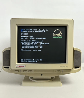 Vintage 1994 Compaq Presario 150 443-P 14" CRT Computer Monitor w Speakers Retro - Image 1 of 4