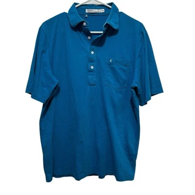 Criquet Men Blue Short Sleeve Organic Cotton Front Pocket Polo Shirt Size Medium - Image 1 of 4