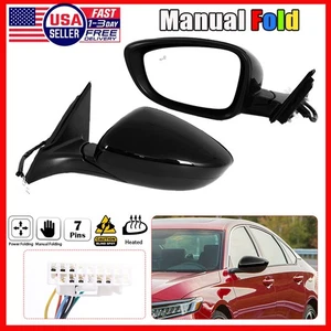 2x Left+Right Side Mirror 7Pin Black For Honda Accord 2018 2019 2020 2021 2022 - Picture 1 of 15