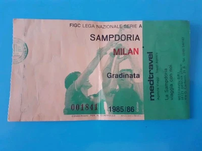 BIGLIETTO STADIO CALCIO SAMPDORIA MILAN 1985 1986 - Immagine 1 di 2