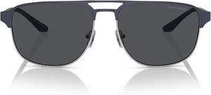 EA2144 EMPORIO ARMANI SUNGLASSES MATTE SILVER BLUE | DARK GREY 60-16-145 mm MEN - Picture 1 of 4