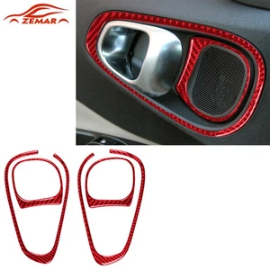 4x Tapa de altavoz de manija de puerta delantera de fibra de carbono roja para Fiat 500L 2014-2017 - Imagen 1 de 12