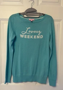 Lilly Pulitzer leichter Baumwollpullover Looong Weekend blau türkis Gr. S - Bild 1 von 5