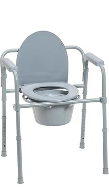 Drive Medical 11148-1 Folding Steel Bedside Commode Chair, Portable Toilet NEW - Image 1 of 3