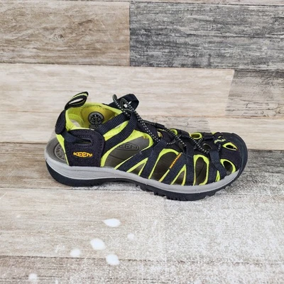 Keen Newport H2 Womens Sandal Sz 6 Black Lime Leather Lace-Lock Bungee Round Toe - Image 1 of 4