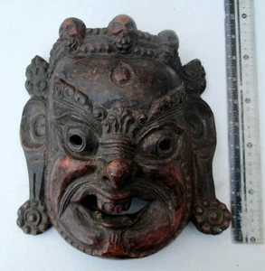 MAGNIFICENT Old Tibet Tibetan Wood Shaman Exorcism Mask Yama God of Death - Picture 1 of 2