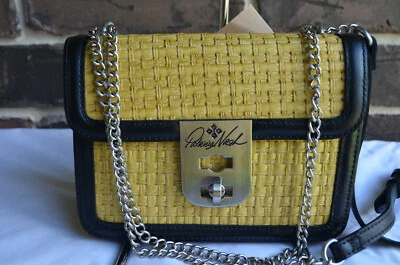 NUEVO CON ETIQUETAS $179 Bolso Bandolera Patricia Nash Especial Tejido Cadena Roanne Negro Amarillo Foto 1 de 4