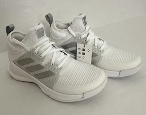 Adidas Women's Crazyflight Volleyball Shoe, White/Silver Metallic/Grey, Size 5.5 - Picture 1 of 8