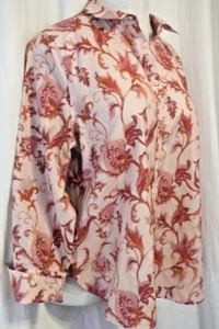 Blusa Chicos Para Mujer Talla 2 Lg Sin Hierro Elegante Elastizada Tapiz Estampado Floral Botón - Imagen 1 de 11