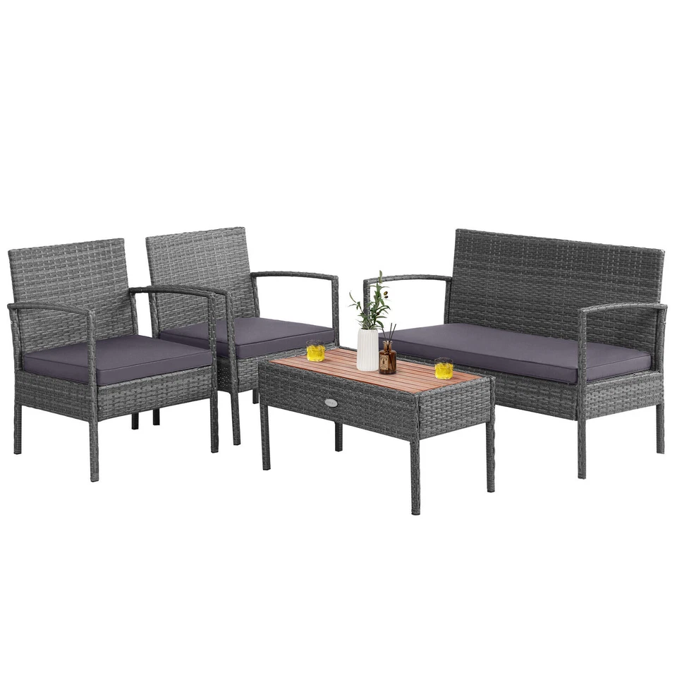 Costway 4 Piece Table & Chair Set - Gray